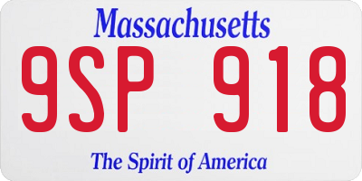 MA license plate 9SP918