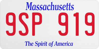 MA license plate 9SP919