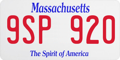 MA license plate 9SP920