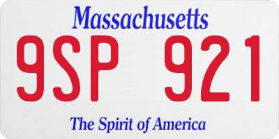 MA license plate 9SP921