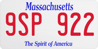 MA license plate 9SP922
