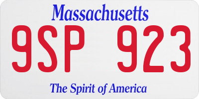 MA license plate 9SP923