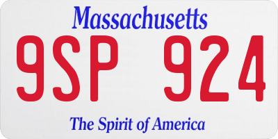 MA license plate 9SP924