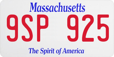 MA license plate 9SP925