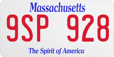 MA license plate 9SP928