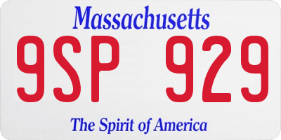 MA license plate 9SP929