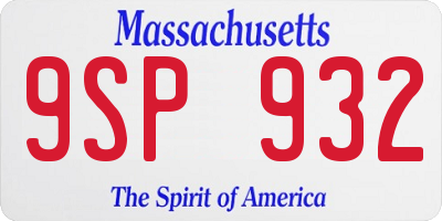 MA license plate 9SP932