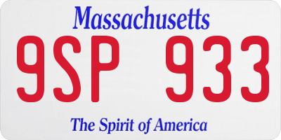 MA license plate 9SP933