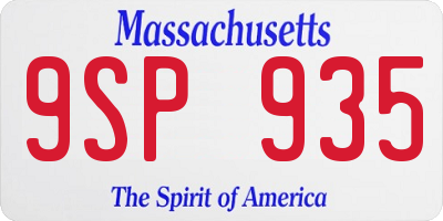 MA license plate 9SP935