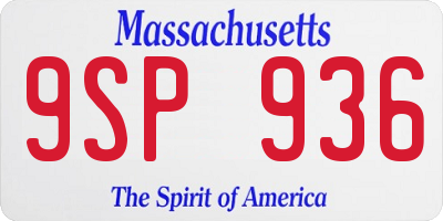 MA license plate 9SP936