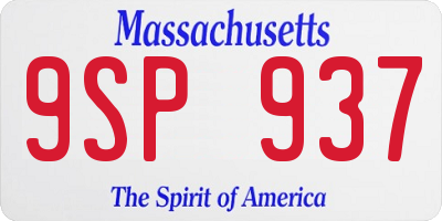 MA license plate 9SP937