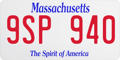 MA license plate 9SP940