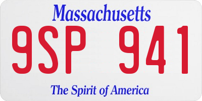 MA license plate 9SP941