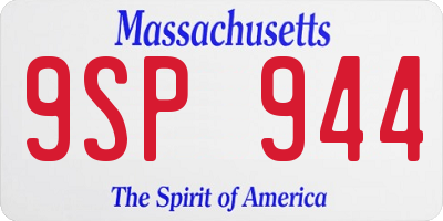 MA license plate 9SP944