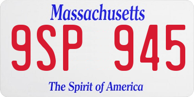 MA license plate 9SP945