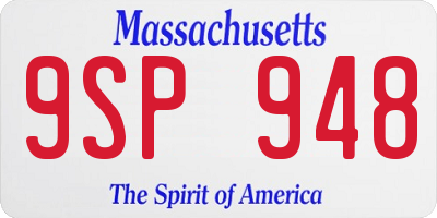 MA license plate 9SP948
