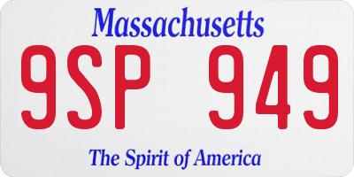 MA license plate 9SP949