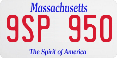 MA license plate 9SP950