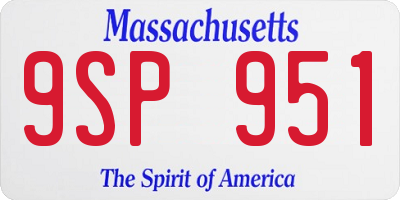 MA license plate 9SP951