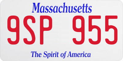 MA license plate 9SP955