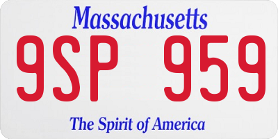 MA license plate 9SP959