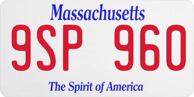 MA license plate 9SP960