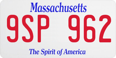 MA license plate 9SP962