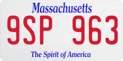 MA license plate 9SP963