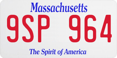 MA license plate 9SP964