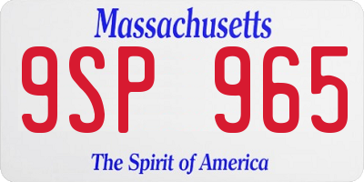 MA license plate 9SP965
