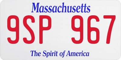 MA license plate 9SP967