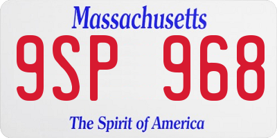 MA license plate 9SP968