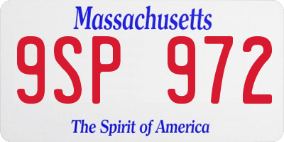 MA license plate 9SP972