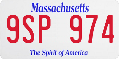 MA license plate 9SP974