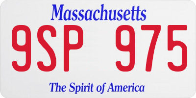 MA license plate 9SP975