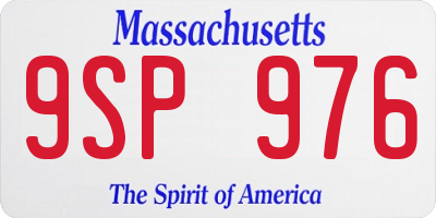 MA license plate 9SP976