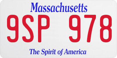 MA license plate 9SP978
