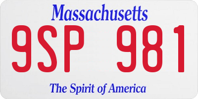 MA license plate 9SP981