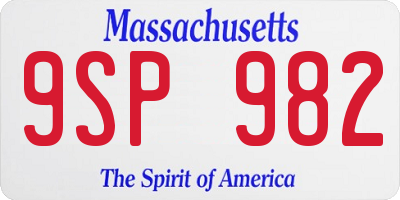 MA license plate 9SP982