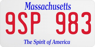 MA license plate 9SP983