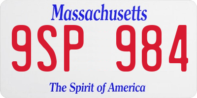 MA license plate 9SP984