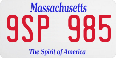 MA license plate 9SP985
