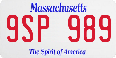 MA license plate 9SP989