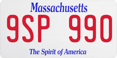 MA license plate 9SP990