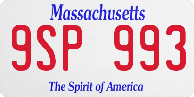 MA license plate 9SP993