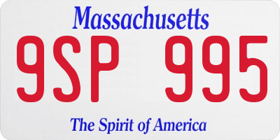 MA license plate 9SP995