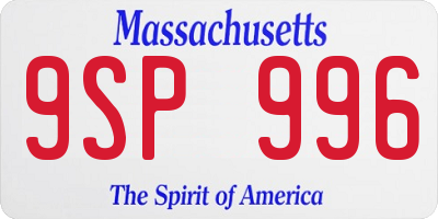 MA license plate 9SP996