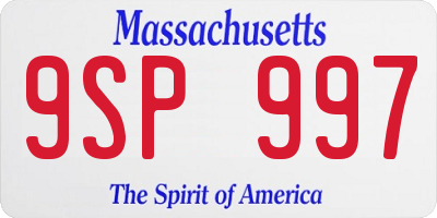 MA license plate 9SP997