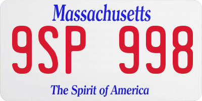 MA license plate 9SP998