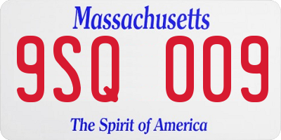 MA license plate 9SQ009